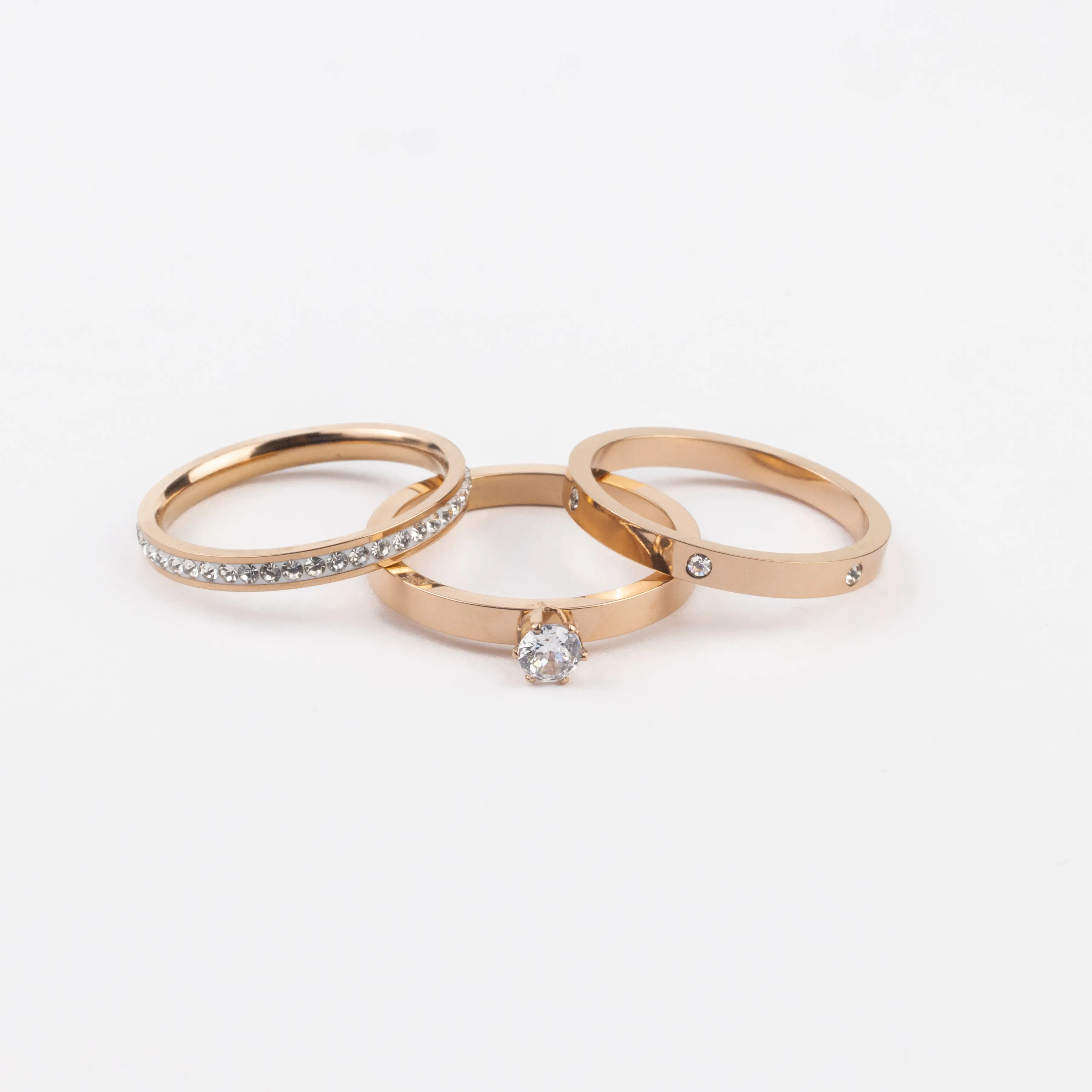 Stackable Rose Gold Diamond Rings (Pack of 3)