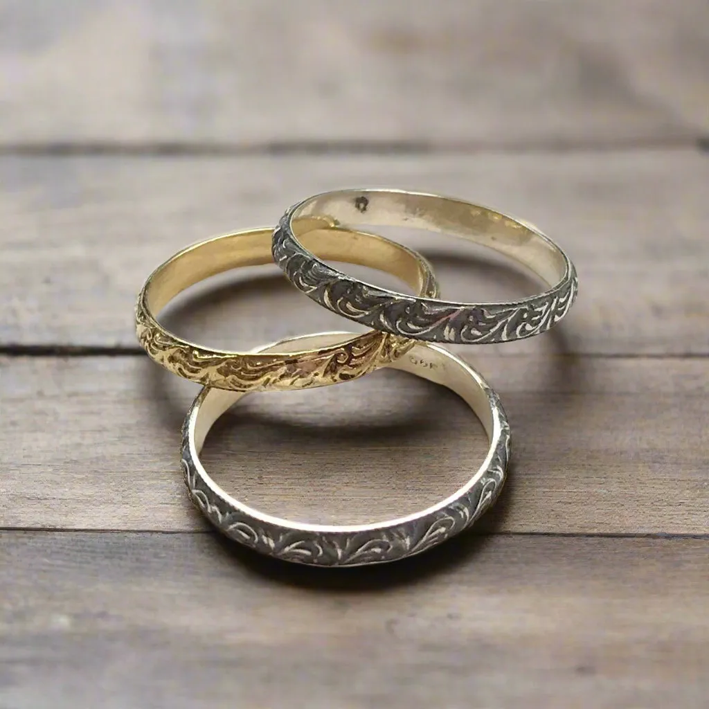 Stacking Silver or Brass  Band - XOX.