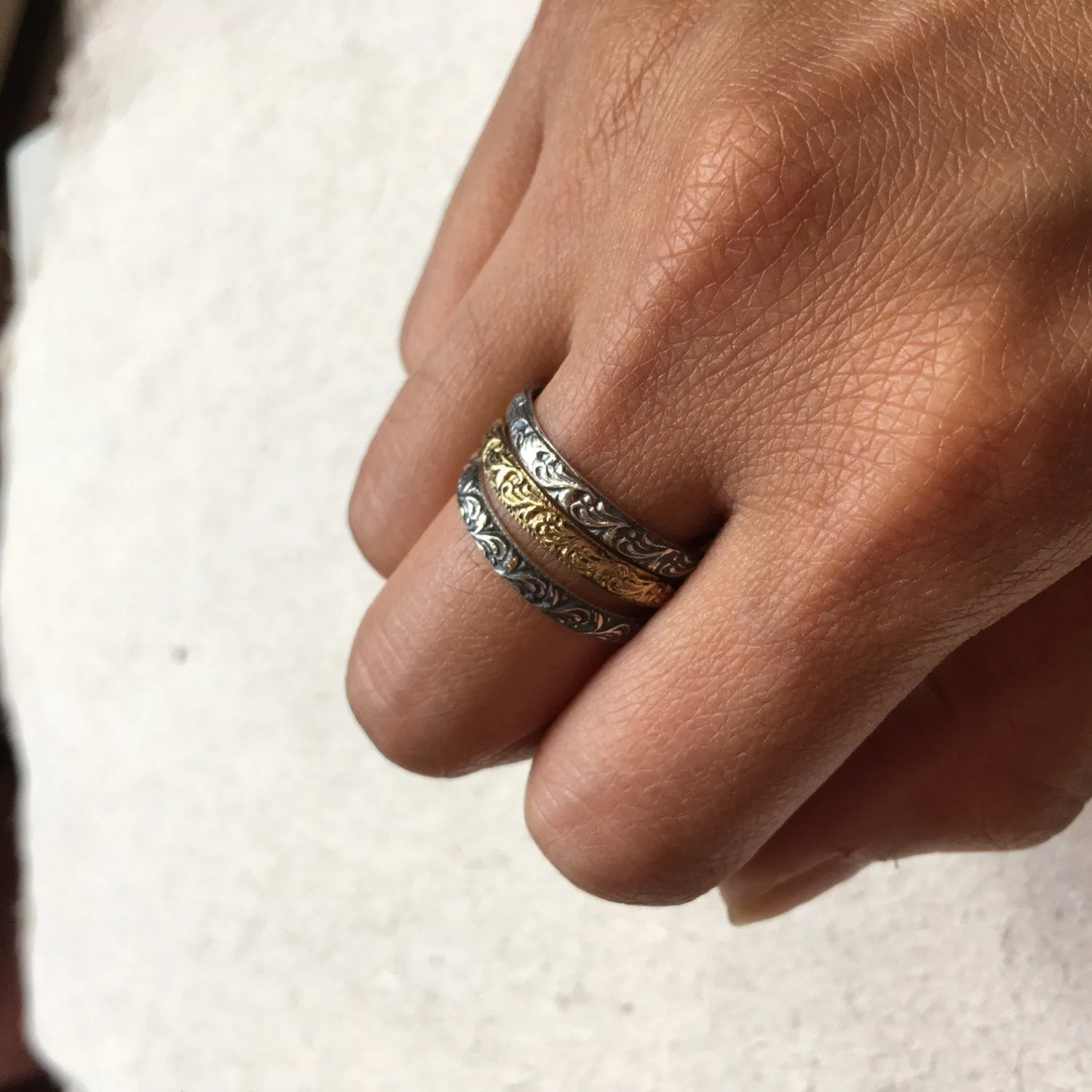 Stacking Silver or Brass  Band - XOX.