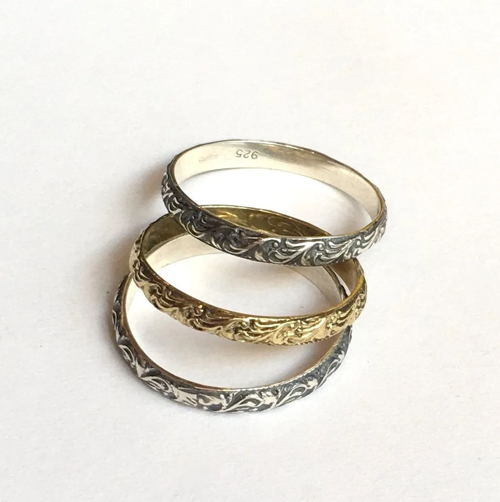 Stacking Silver or Brass  Band - XOX.