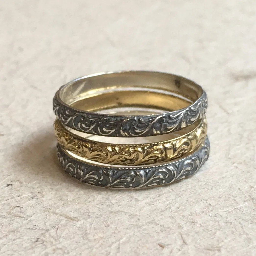Stacking Silver or Brass  Band - XOX.