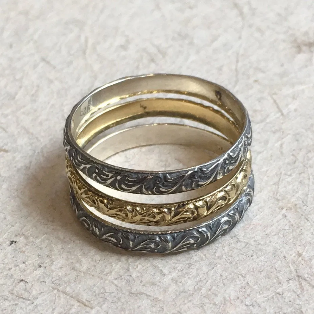 Stacking Silver or Brass  Band - XOX.