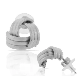 Stainless Steel Silver-Tone Love Knot Triangle Stud Earrings