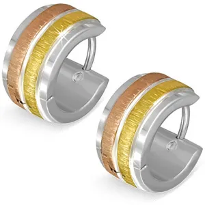 Stainless Steel Yellow Rose Gold-Tone Matte Womens Hoop Huggie Earrings