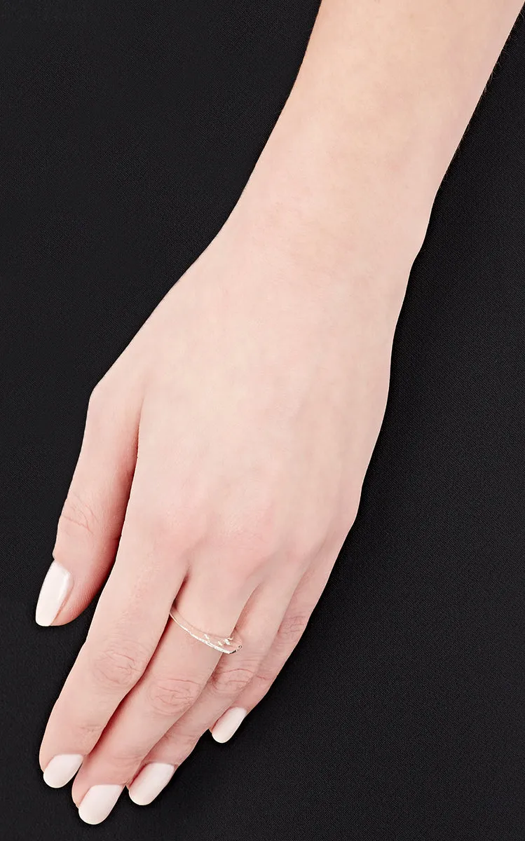 Sterling & Triple Diamond Stack Ring