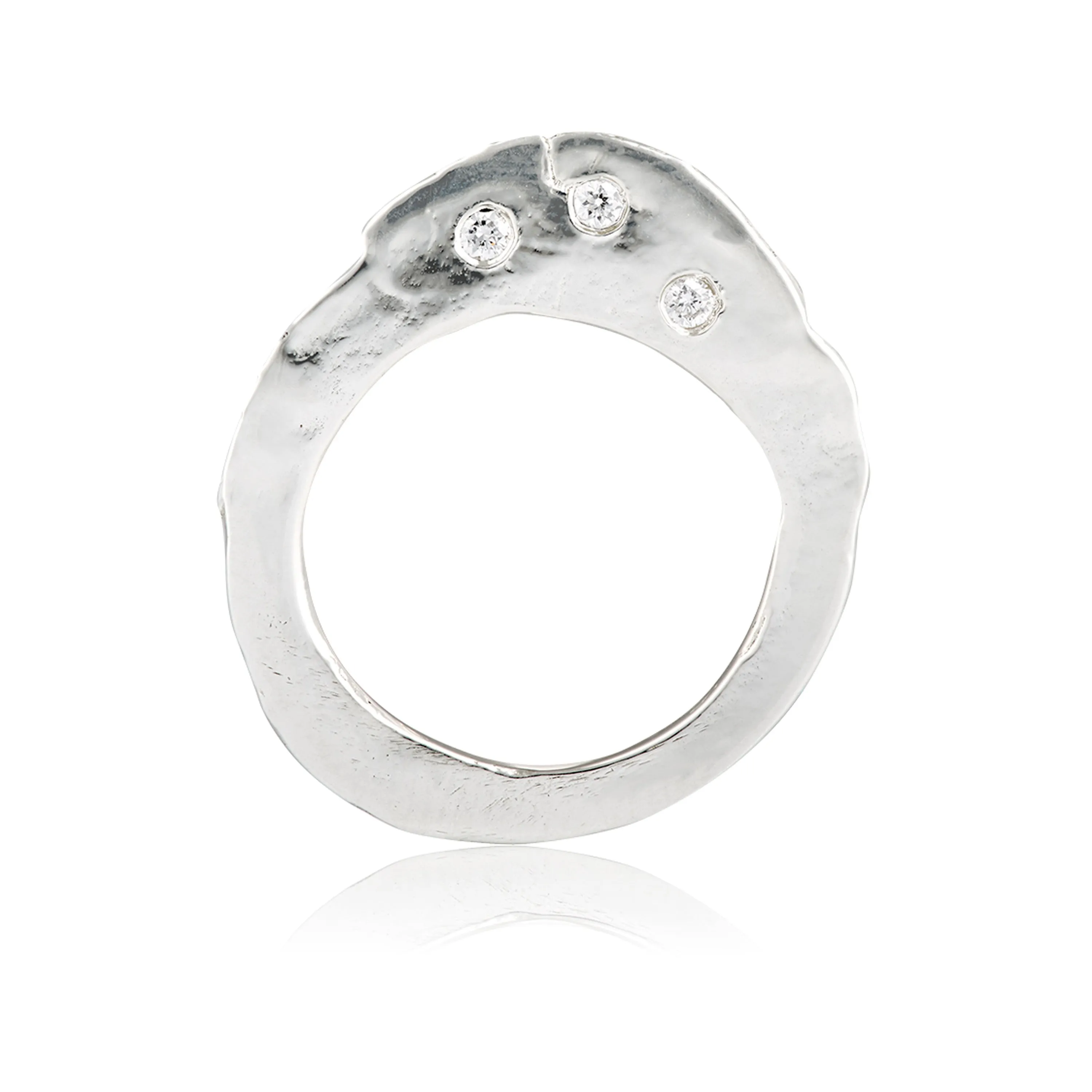 Sterling & Triple Diamond Stack Ring