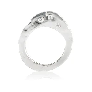 Sterling & Triple Diamond Stack Ring