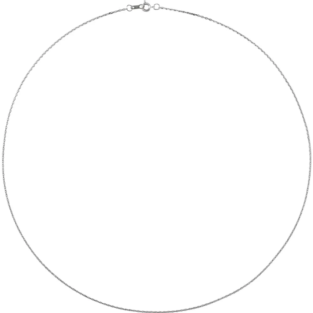 Sterling Silver 1mm Diamond Cut Cable 20" Chain