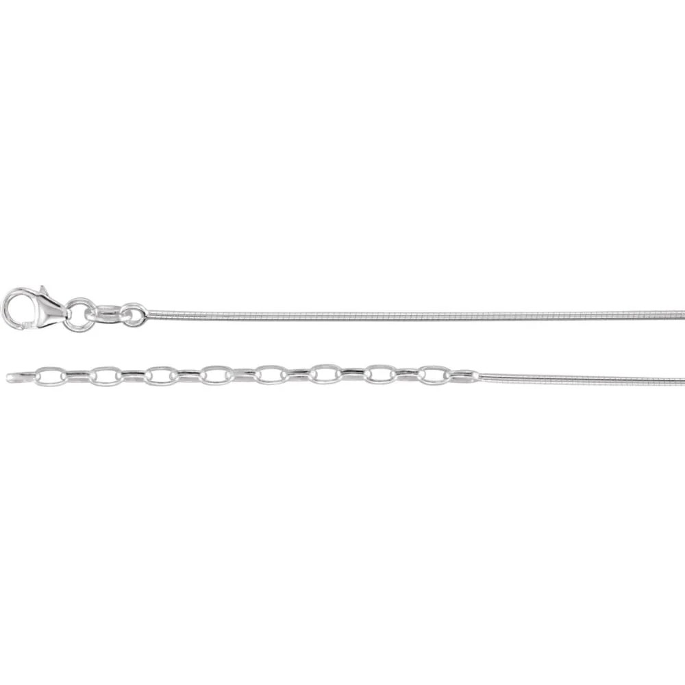Sterling Silver 1mm Round Omega 16-18" Chain