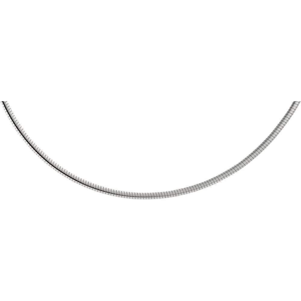 Sterling Silver 2.6mm Reversible Omega Chain 18" Chain