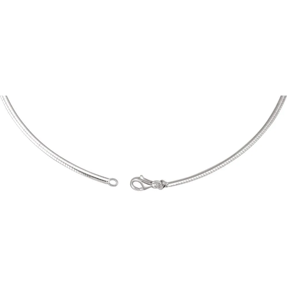 Sterling Silver 2.6mm Reversible Omega Chain 18" Chain