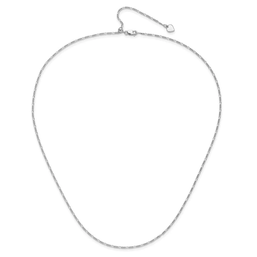 Sterling Silver Adjustable 1.55mm Figaro Chain