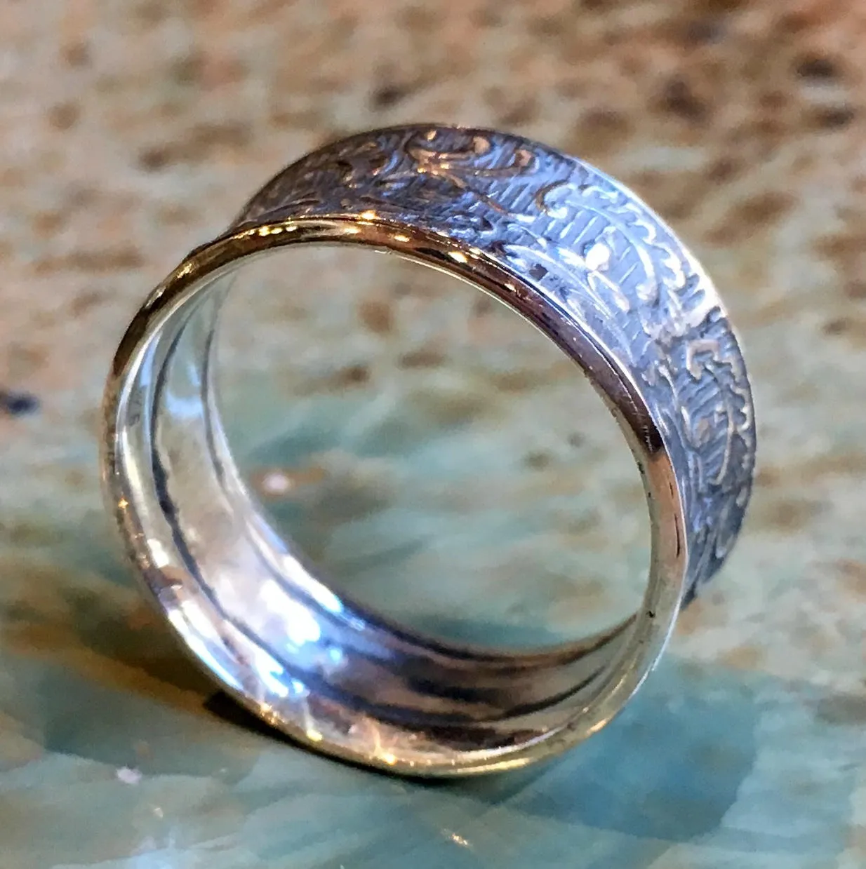 Sterling silver band, wide band, oxidized band, wedding ring, unisex ring, vine ring, filigree ring, oxidized silver - Simple life R2532
