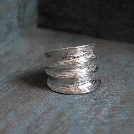 Sterling silver band, wide silver band, statement ring, boho ring, simple ring, large band, gypsy band, bohemian ring - Adventure R1483