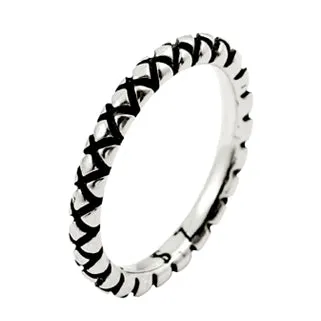 Sterling Silver Diamond Pattern Stackable Ring