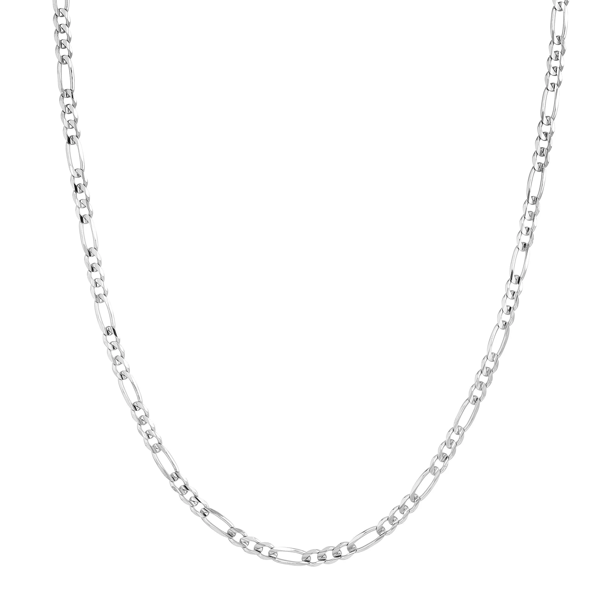 Sterling Silver Figaro Cuban Chain Link Necklace, 4.75mm, 24 Inch Length