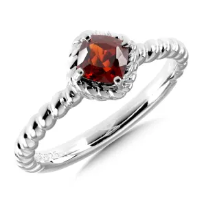 Sterling Silver Garnet Stacking Ring
