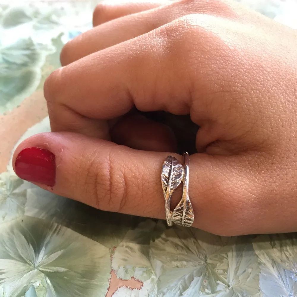 Sterling Silver Leaf Ring - Joyful Mind.