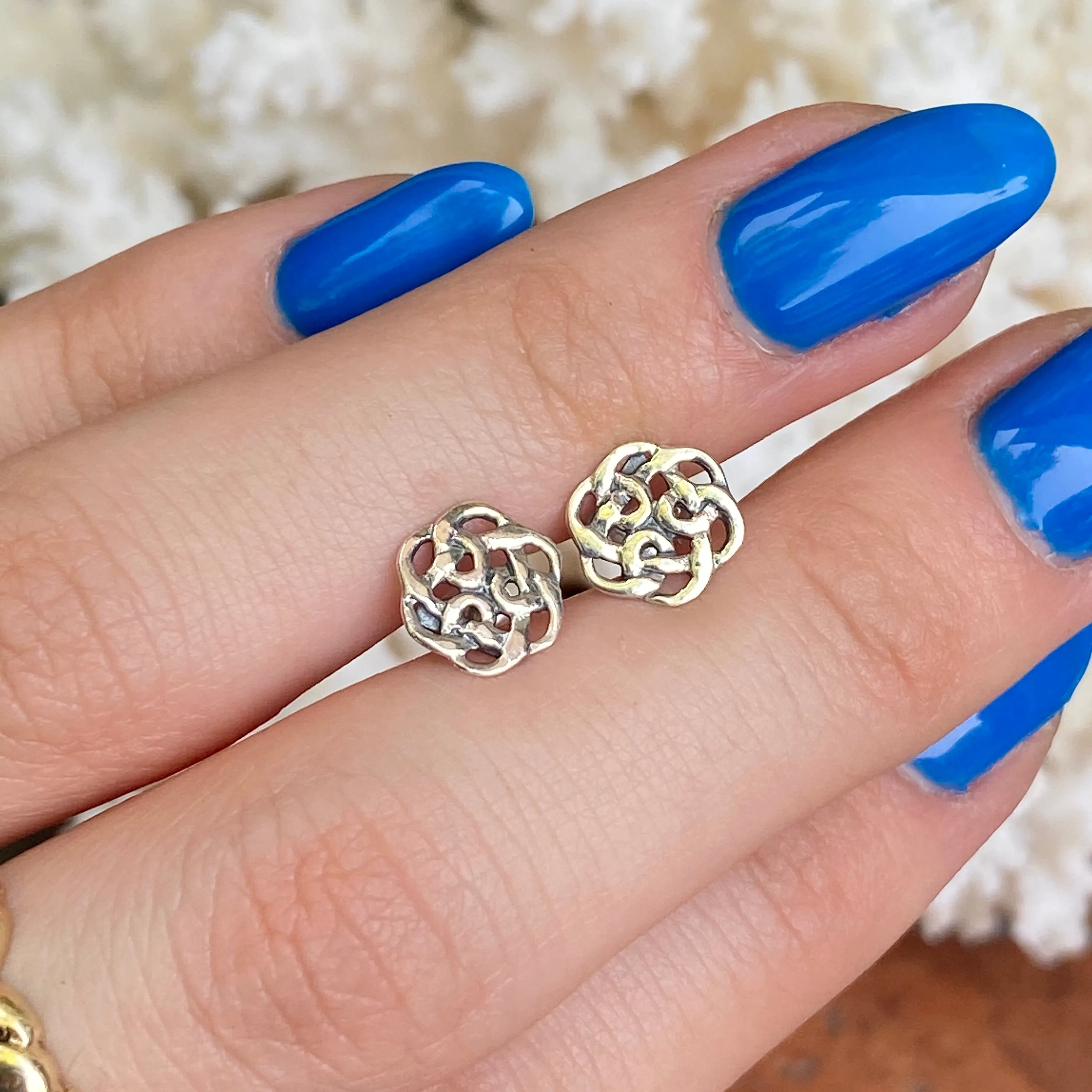 Sterling Silver Mini Celtic Weave Knot Post Stud Earrings
