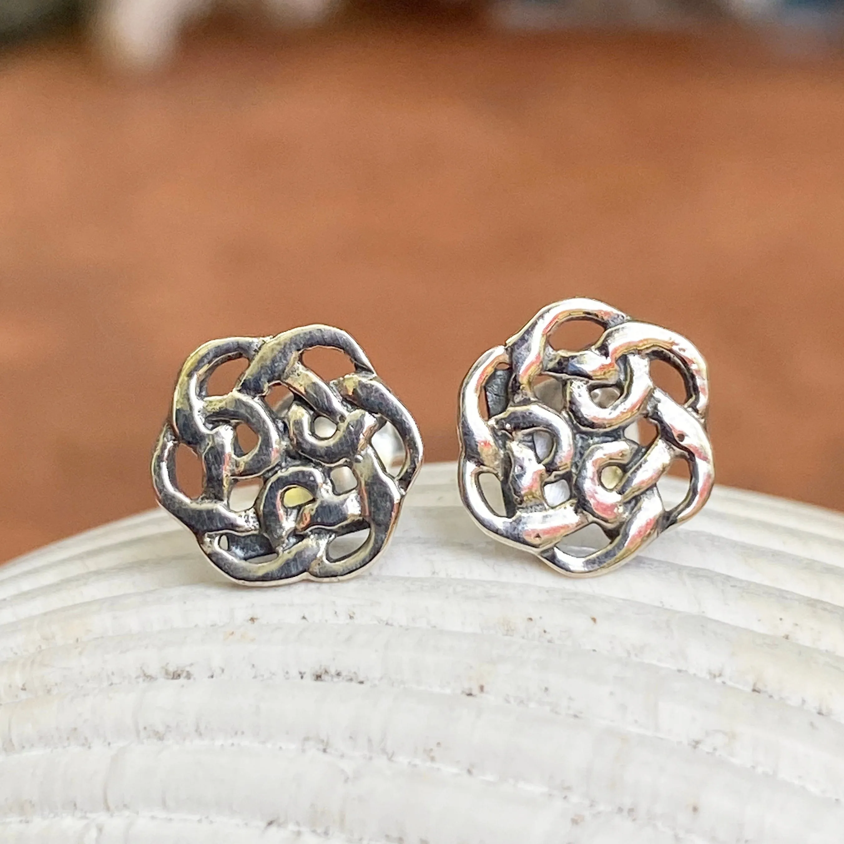 Sterling Silver Mini Celtic Weave Knot Post Stud Earrings