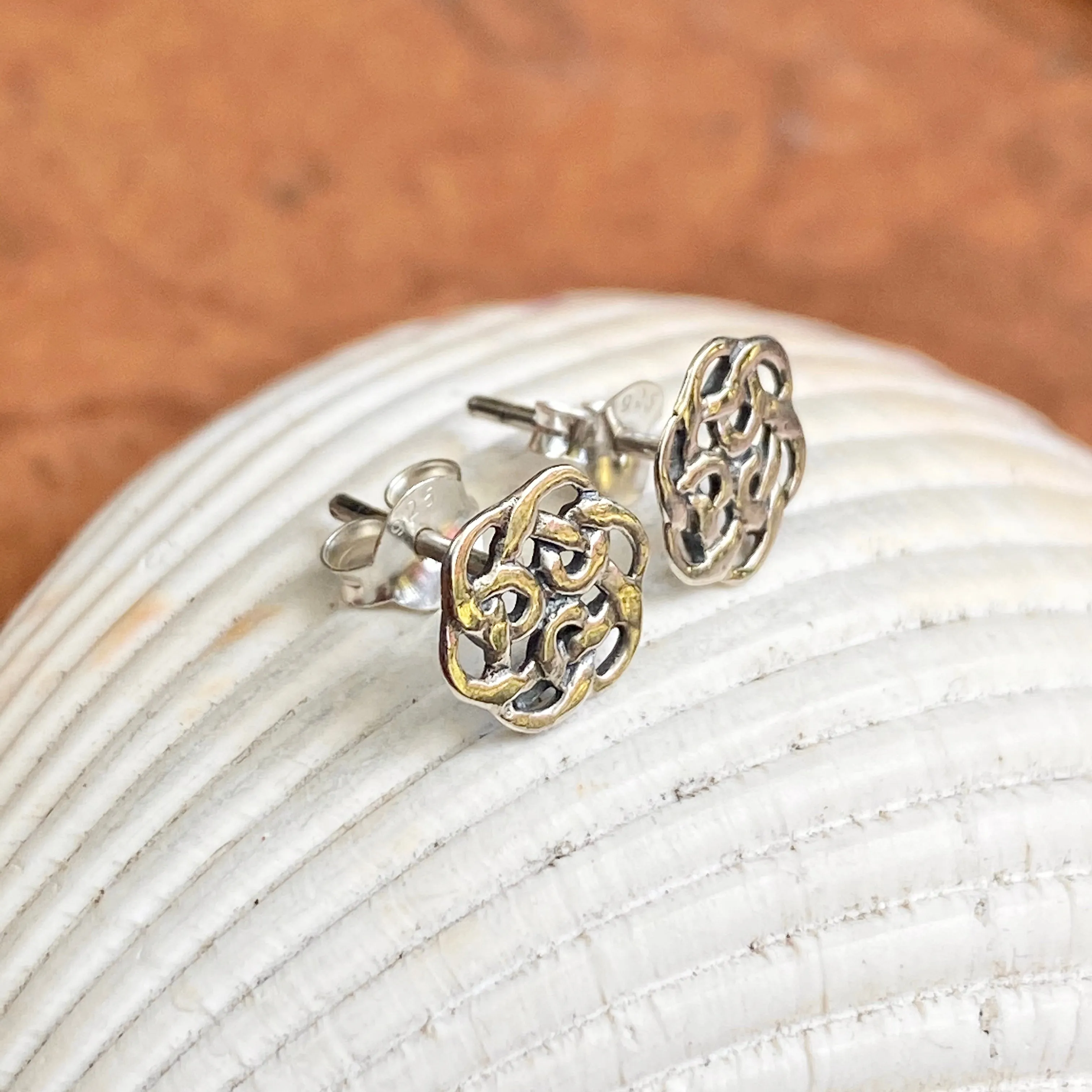Sterling Silver Mini Celtic Weave Knot Post Stud Earrings