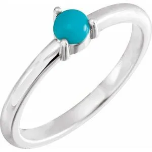 Sterling Silver Natural Turquoise Cabochon Ring