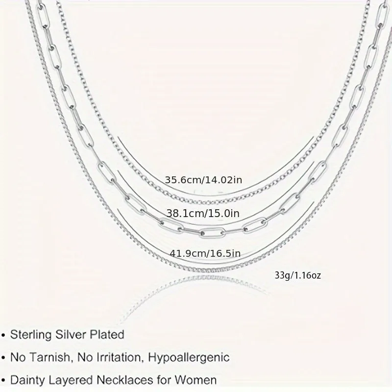 Sterling Silver Plated Layered Necklaces For Women