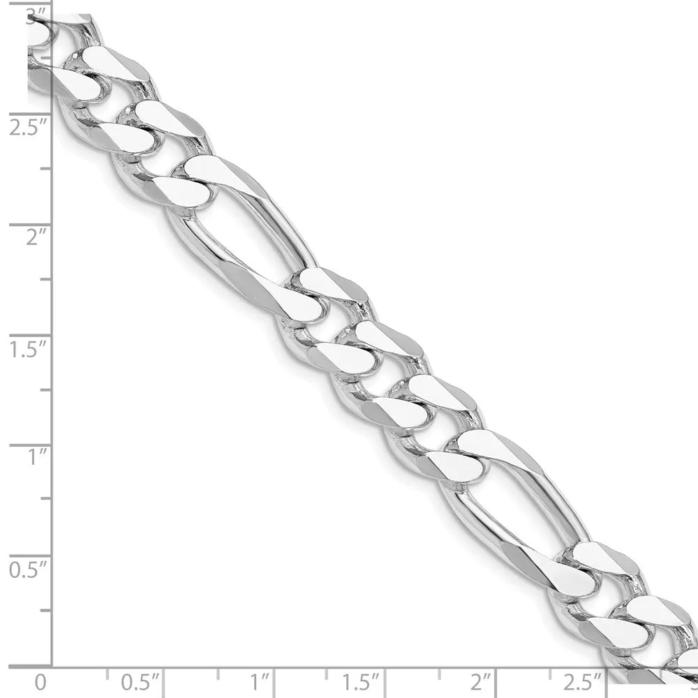 Sterling Silver Rhodium-plated 10.75mm Figaro Chain