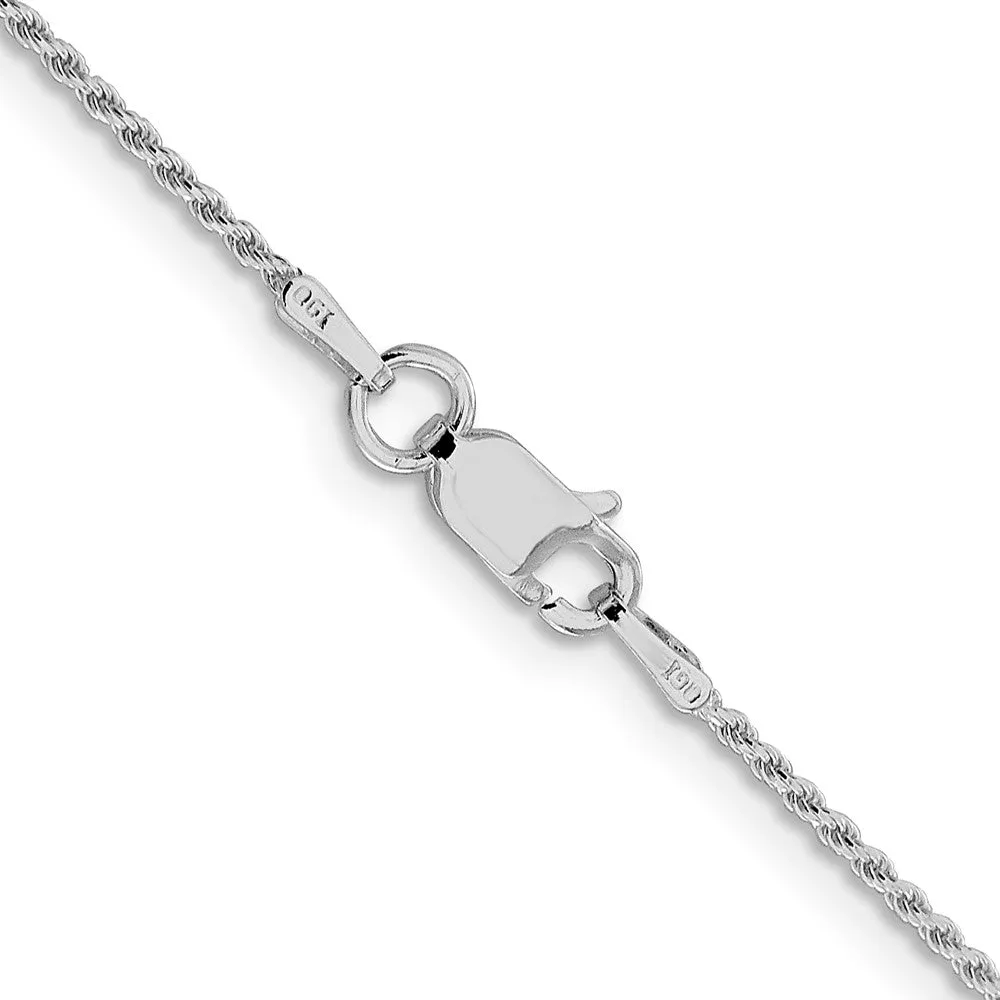 Sterling Silver Rhodium-plated 1.1mm Diamond-cut Rope Chain