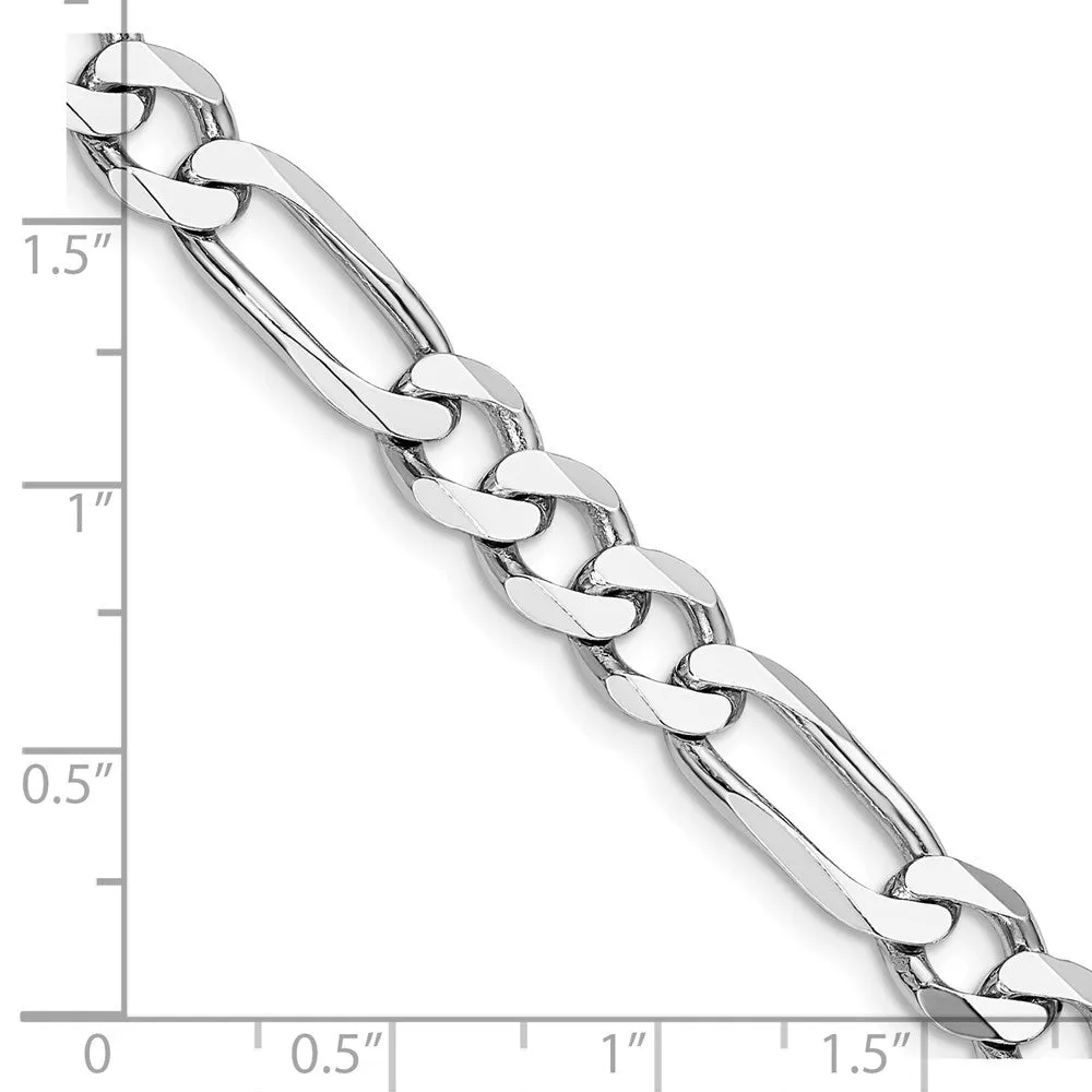 Sterling Silver Rhodium-plated 7.5mm Figaro Chain