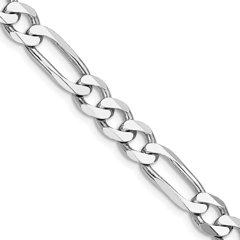Sterling Silver Rhodium-plated 7.5mm Figaro Chain