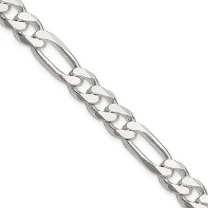 Sterling Silver Rhodium-plated 7.75mm Figaro Chain