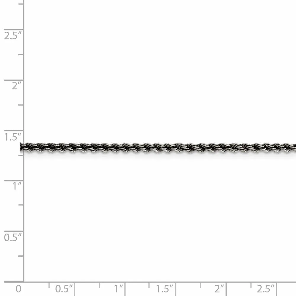 Sterling Silver Ruthenium-plated 2.3mm Rope Chain
