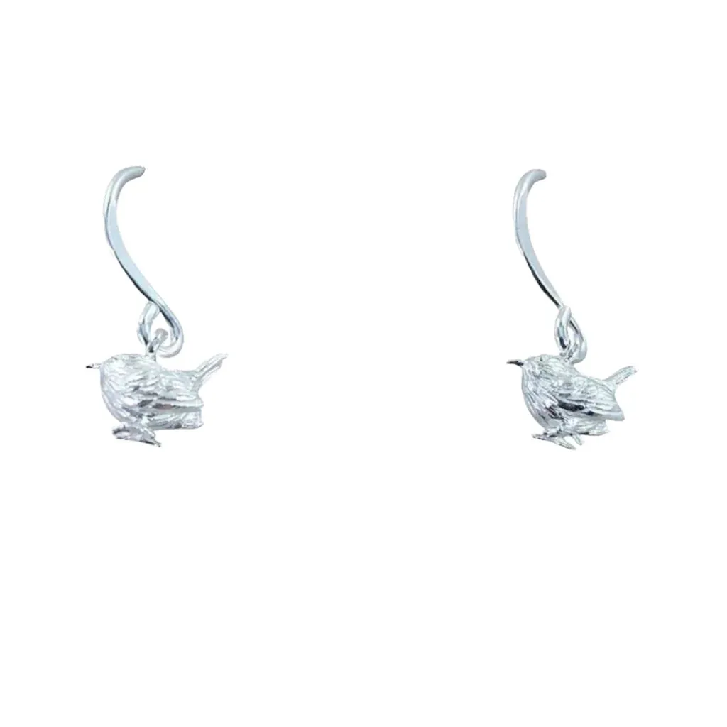 Sterling Silver Small Wren Drop Earrings