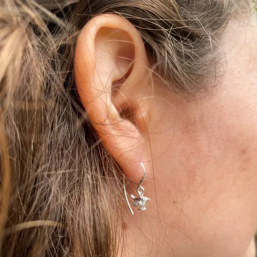 Sterling Silver Small Wren Drop Earrings