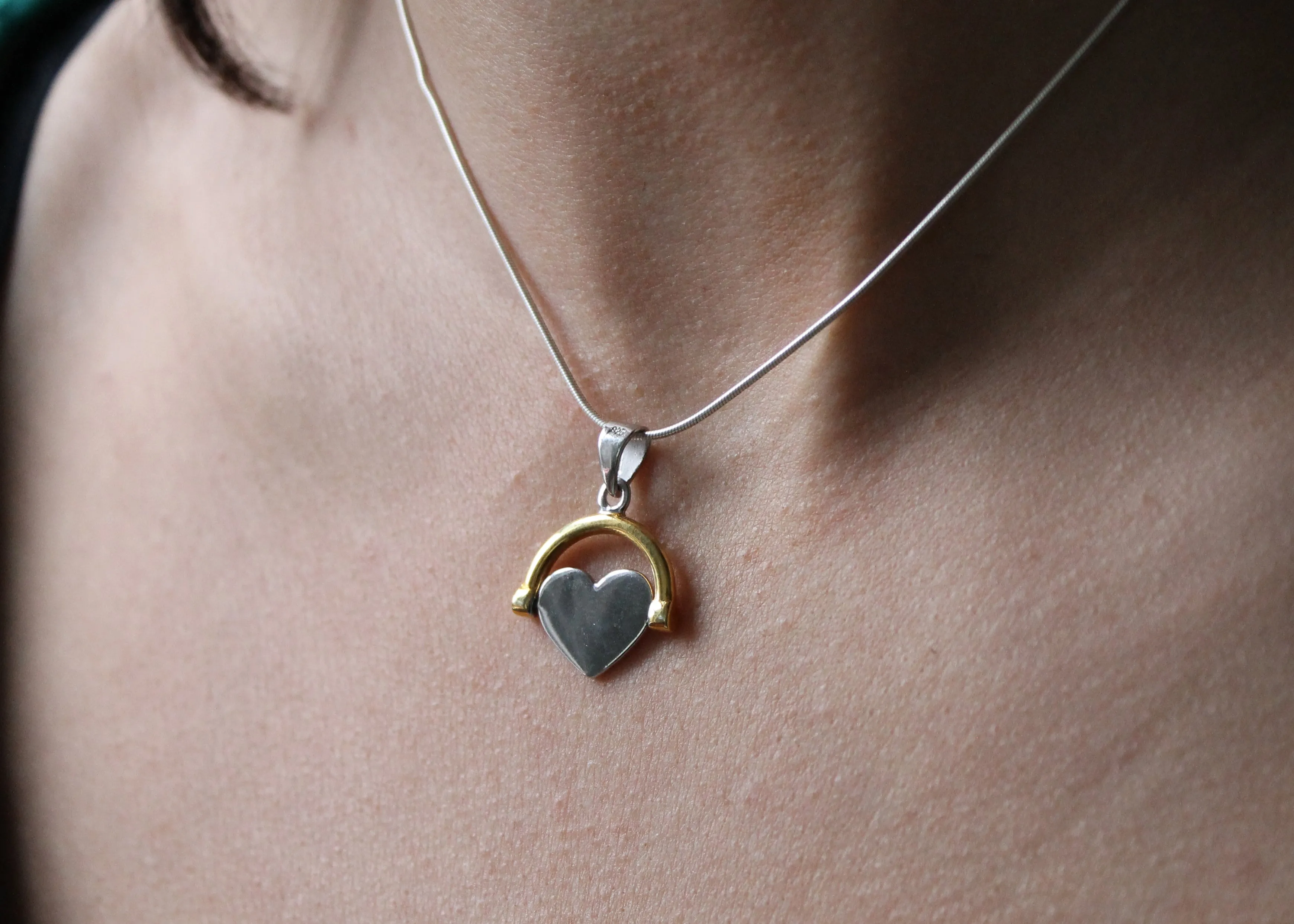 Sterling Silver Spinning Heart Necklace