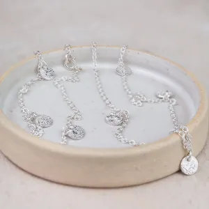 Sterling Silver Textured Circle Long Necklace