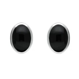 Sterling Silver Whitby Jet Oval Stud Earrings