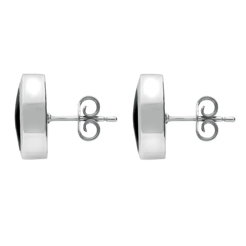 Sterling Silver Whitby Jet Oval Stud Earrings