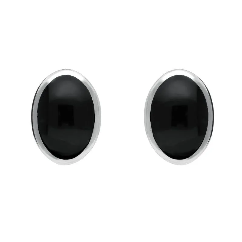 Sterling Silver Whitby Jet Oval Stud Earrings