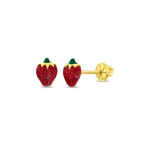 Strawberry Enamel Little Girl's Stud Earring