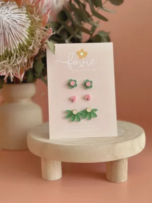 Stud Pack Trio | Green   Pink