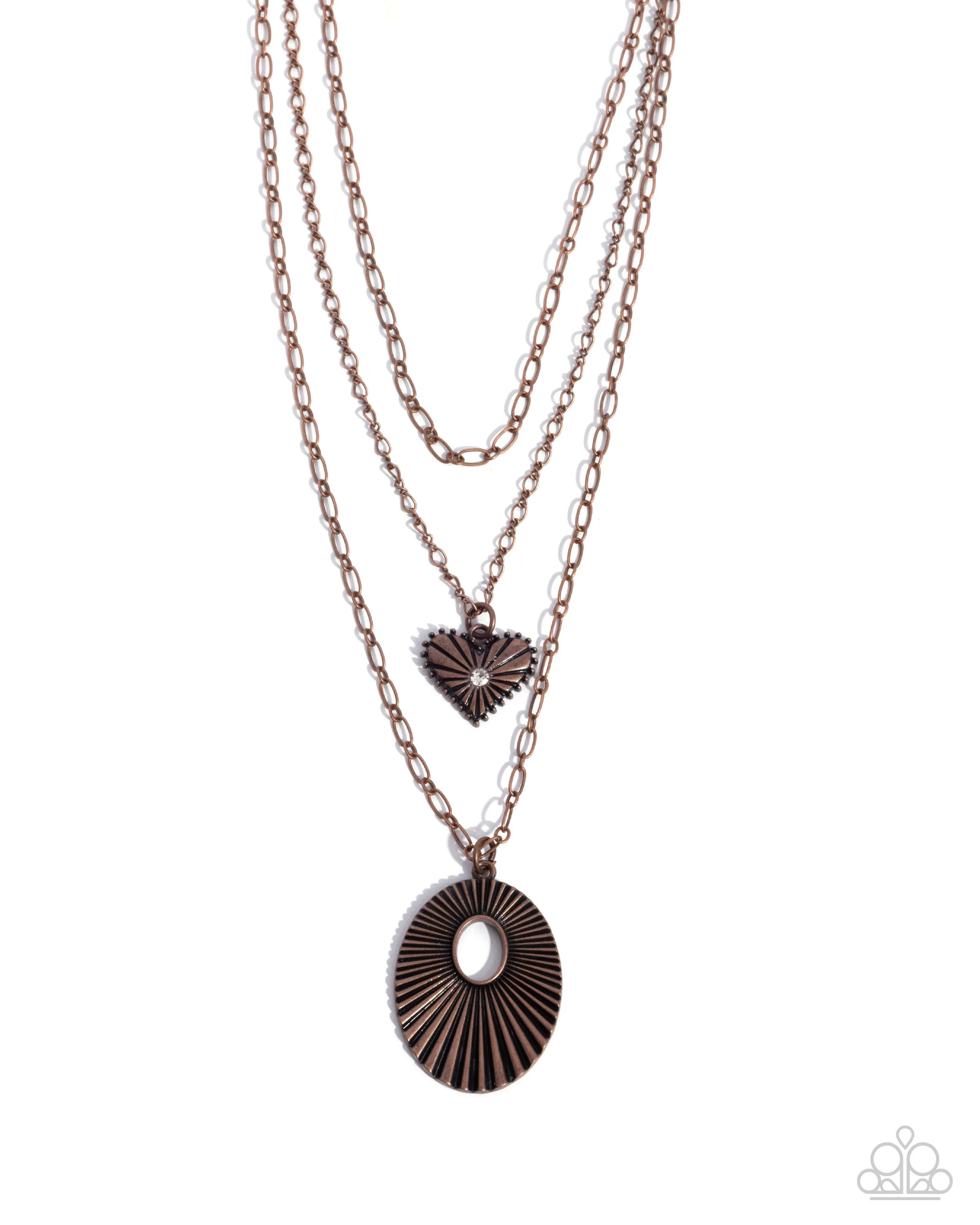 Sunburst Stage - Copper - Heart Tiered Paparazzi Short Necklace