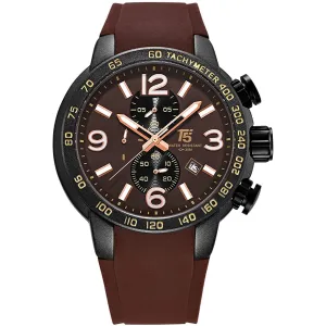 T5 Maroon Silicone Strap Maroon Dial Chronograph Quartz Watch for Gents - H3450G-I