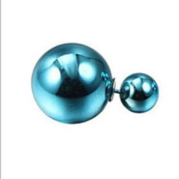 Teal Blue Big 16mm & Small 8mm Front & Back Earrings