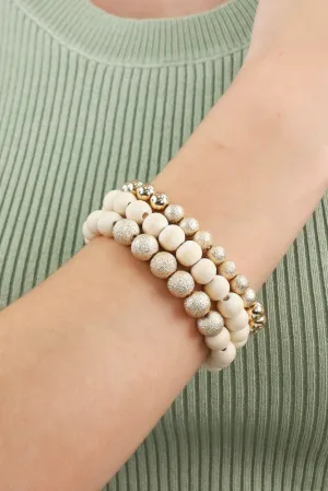 Textured Beaded Bracelets - Gold
