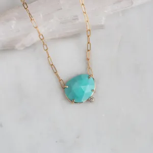 The Turquoise   Diamond Pendant Necklace | 14K Yellow Gold