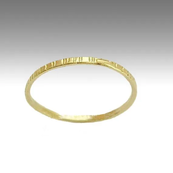 Thin Scratched Gold Wedding Ring - Time.