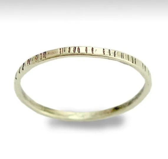 Thin Scratched Gold Wedding Ring - Time.