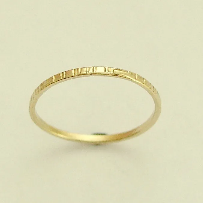 Thin Scratched Gold Wedding Ring - Time.